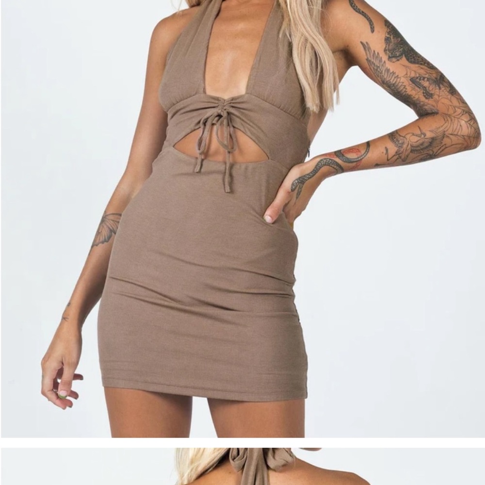 SHILOH HALTER MINI DRESS BROWN